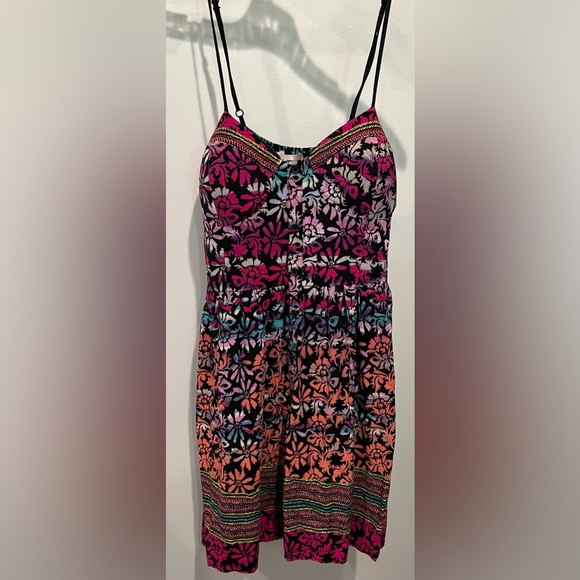 Band of Gypsies Dresses & Skirts - Band of Gypsies Multicolor Vibrant Floral Mini Spaghetti Strap Dress Size L